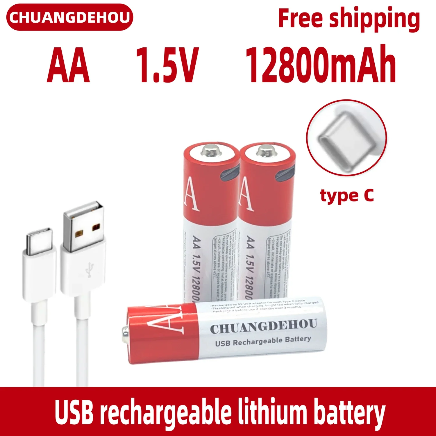 

AA Battery USB Quick Rechargeable Lithium ion Battery 1.5V AA 12800mah/Battery Toy Watch MP3 Player Thermometer Keyboard