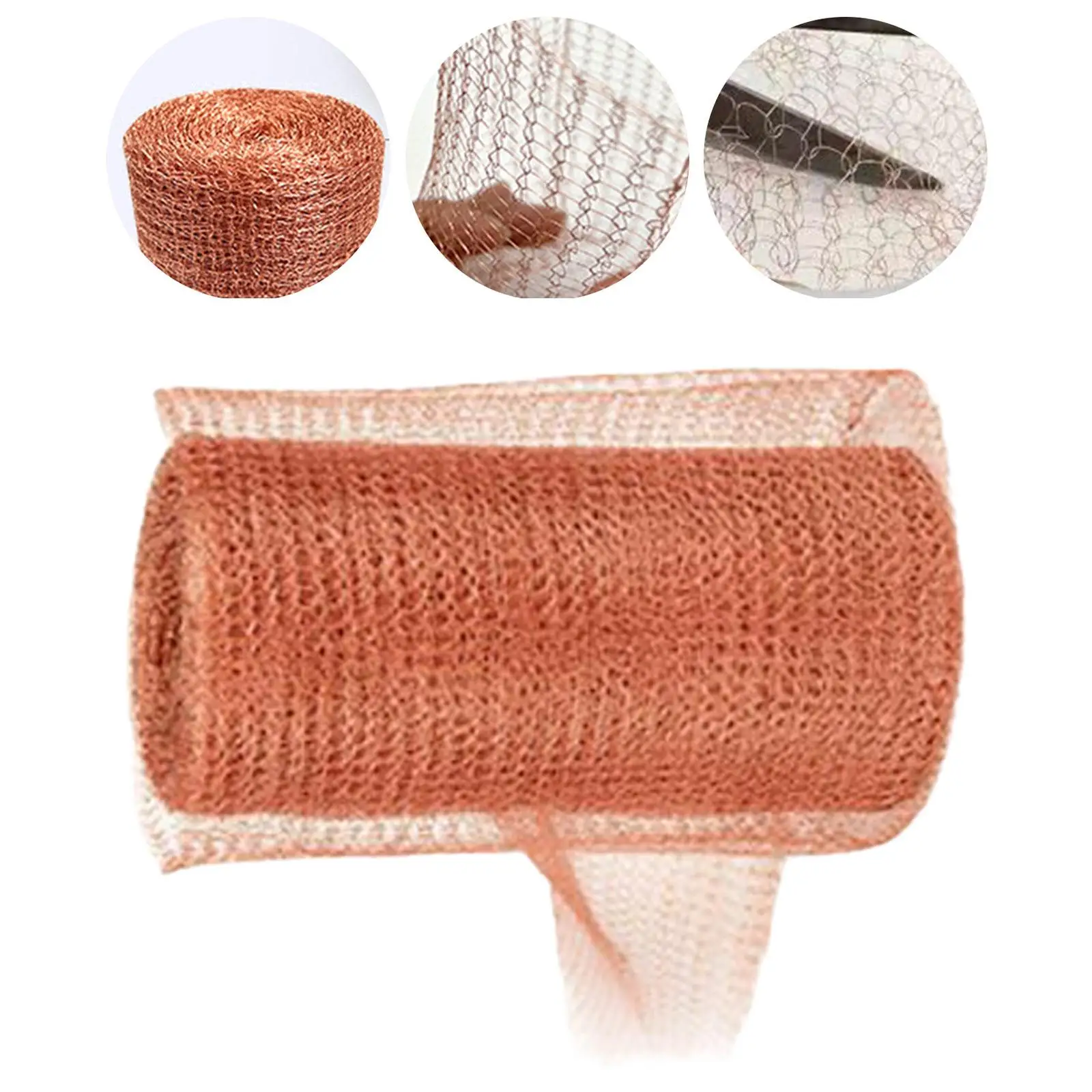 Copper Wire Mesh Easily Cut Flexible Sturdy Portable Woven Mesh Screen Knitted Mesh Roll for Garden Agriculture Distilling Home