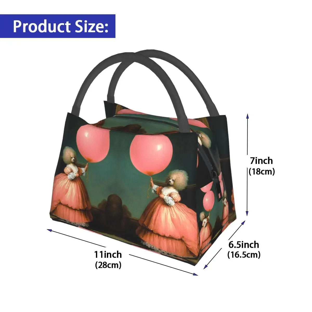 Balloon Dog Lunch Bag Cute Animal Picnic Lunch Box For Adult Vintage Print Tote Food Bags Oxford Cooler Bag