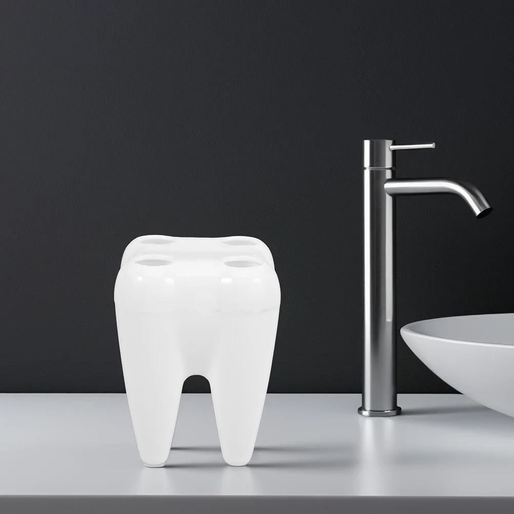 

Multi-Slot Tooth-Shaped Toothbrush Holder Storage Bucket Bathroom Organizer Cute Cartoon Desktop Accessory Toothbrush
