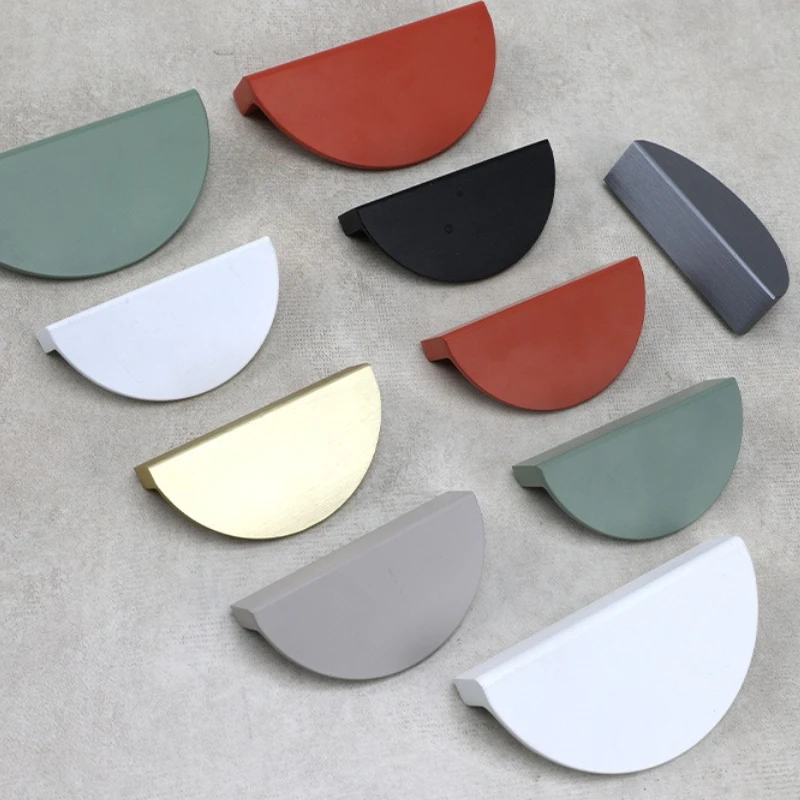 Pairing Colorful Kitchen Cabinet Handles Wardrobe Door Drawer Knob Semi-circular Cream Style Children's Room Color Handle