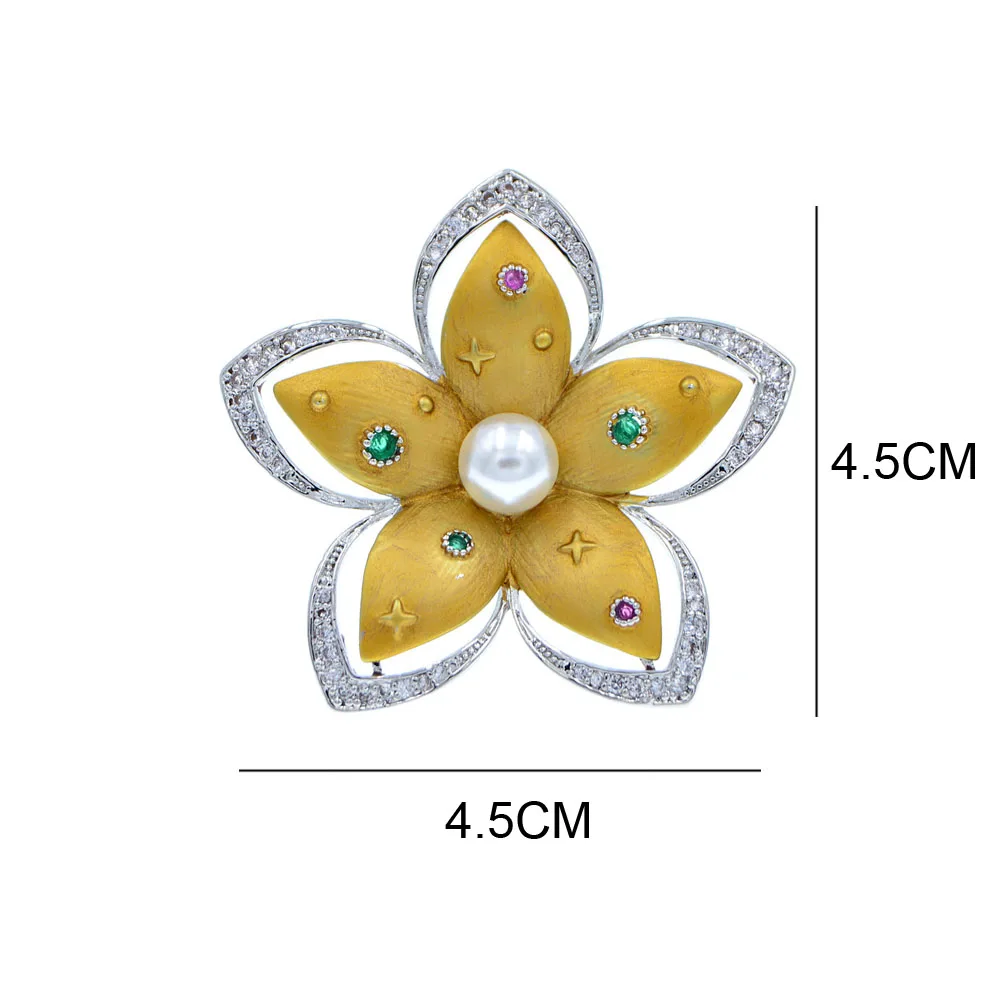 CINDY XIANG New Arrival Baroque Style Cubic Zirconia Flower Brooches For Women Elegant Wedding Fashion Jewelry Winter Pin