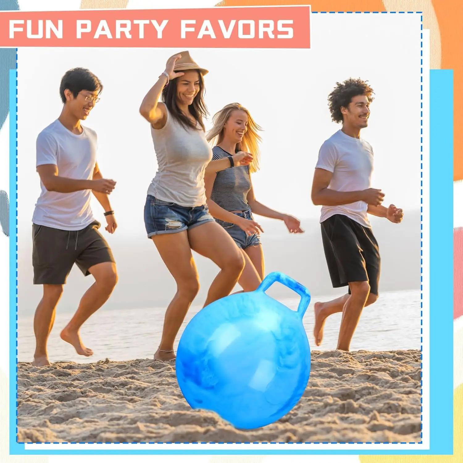 Balle rebondissante à trémie avec poignée, balle gonflable de 21 pouces, balles rebondissantes, jouets de saut, balle sautante pour garçons et filles