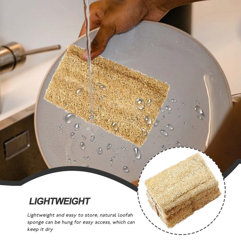 

3pcs Natural Loofah Sponge Dish Washing Pad Water Absorbent Cleaning Sponges Lightweight for Household
