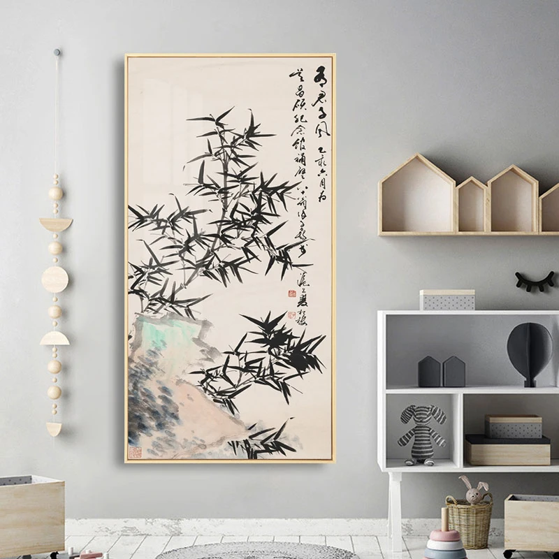 Vintage Chinese Style Flowers and Bird Painting Bird Singing on Plum blossom Artistic Beauty Picture Canvas Posters for Home Dec