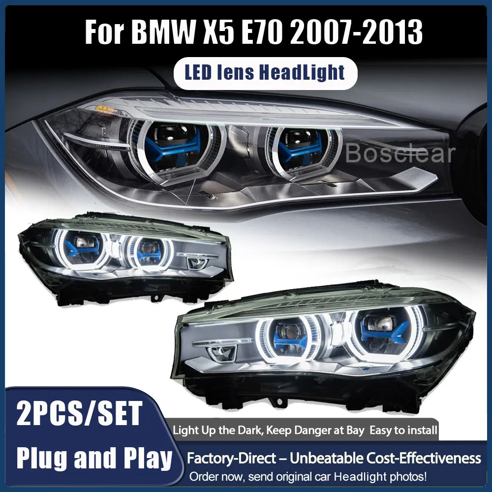 2pcs Car HeadLamp Assmebly for BMW X5 X6 F15 LED HeadLight 2014-2018 Headlights X6 DRL Turn Signal High Beam Angel Eye Projector
