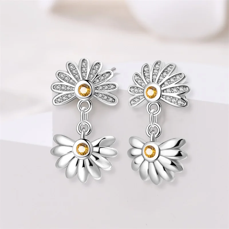 Springtime Earring For Women 925 Sterling Silver Bee Magritte Flower Butterfly Double Hoop Earrings Jewelry Fine New Year view 5