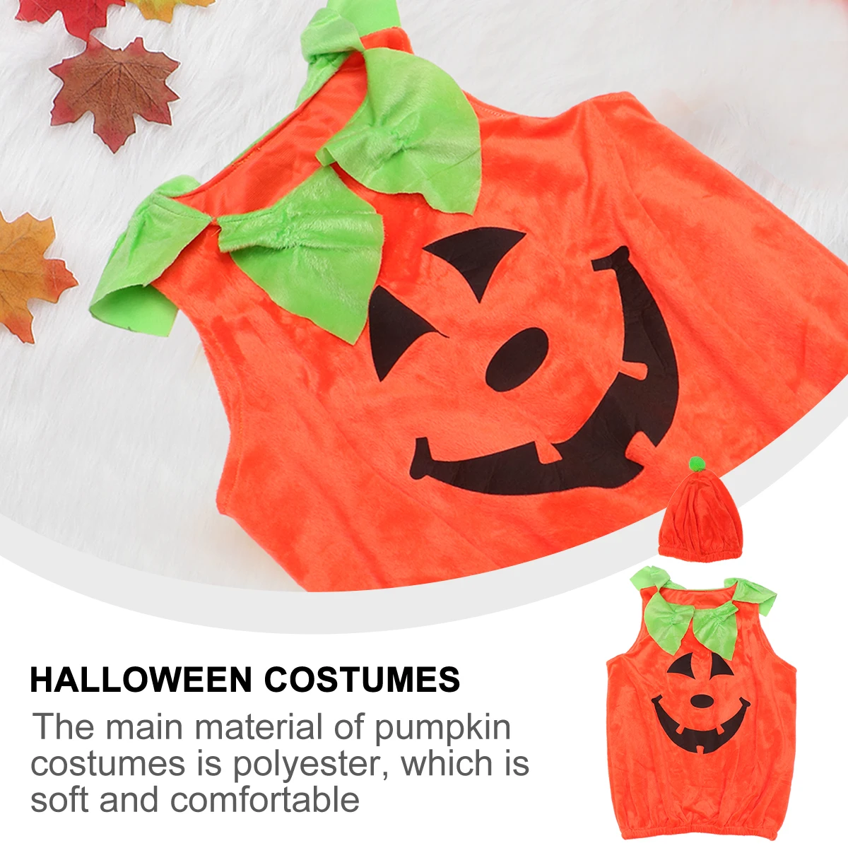 

Halloween Pumpkin Costumes Children Performance Wear ange Polyester Cartoon Pattern Kids Party Props Festive Outfits