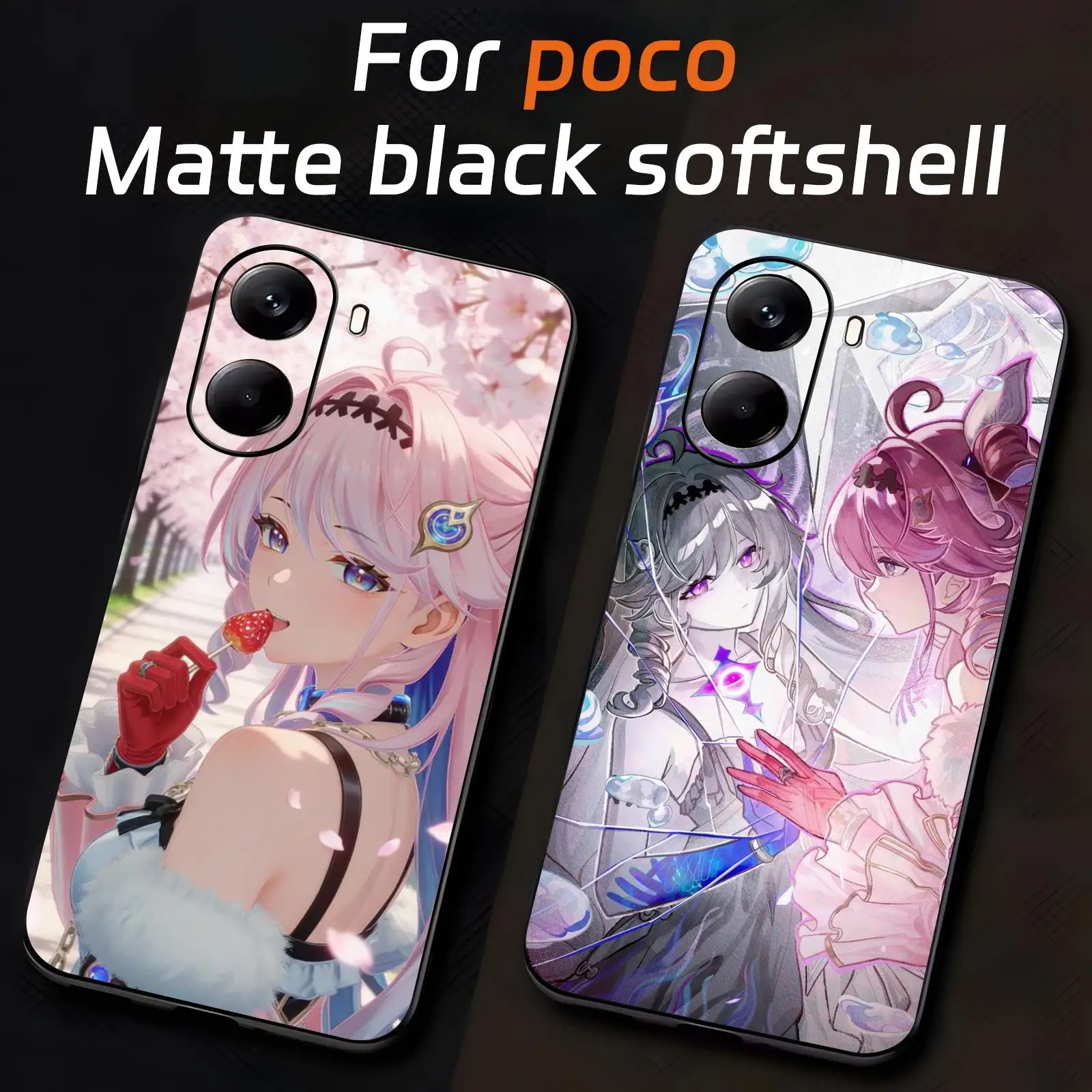 Phone Case For Xiaomi POCO M7 M6 M5 X7 X6 X5 F7 F6 F5 Pro 5G Soft black Shockproof Cover Wuthering Waves DENIA
