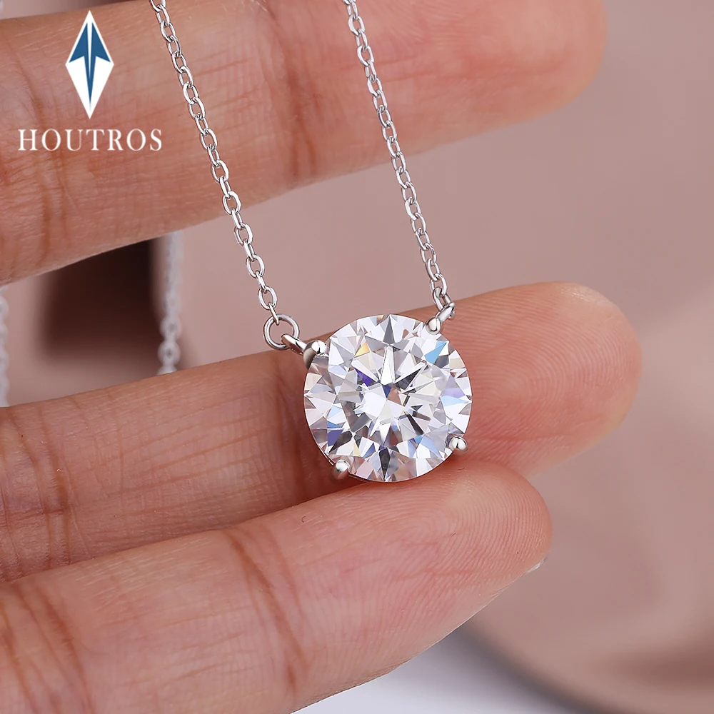 

1-5CT D Color Moissanite Pendant Necklace Classic 4 Prong Brilliant Cut Diamond Solitaire Pendant 925 Silver Jewelry For Women