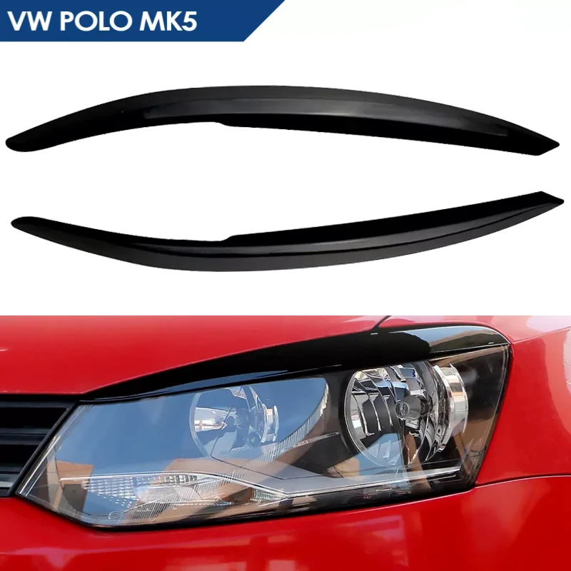 

2Pcs Car Headlight Head Lamp Eyebrow Eyelids Sticker Trim Cover For VW Polo MK5 6R 6C 2009-2018 Carbon Stickers Accessories