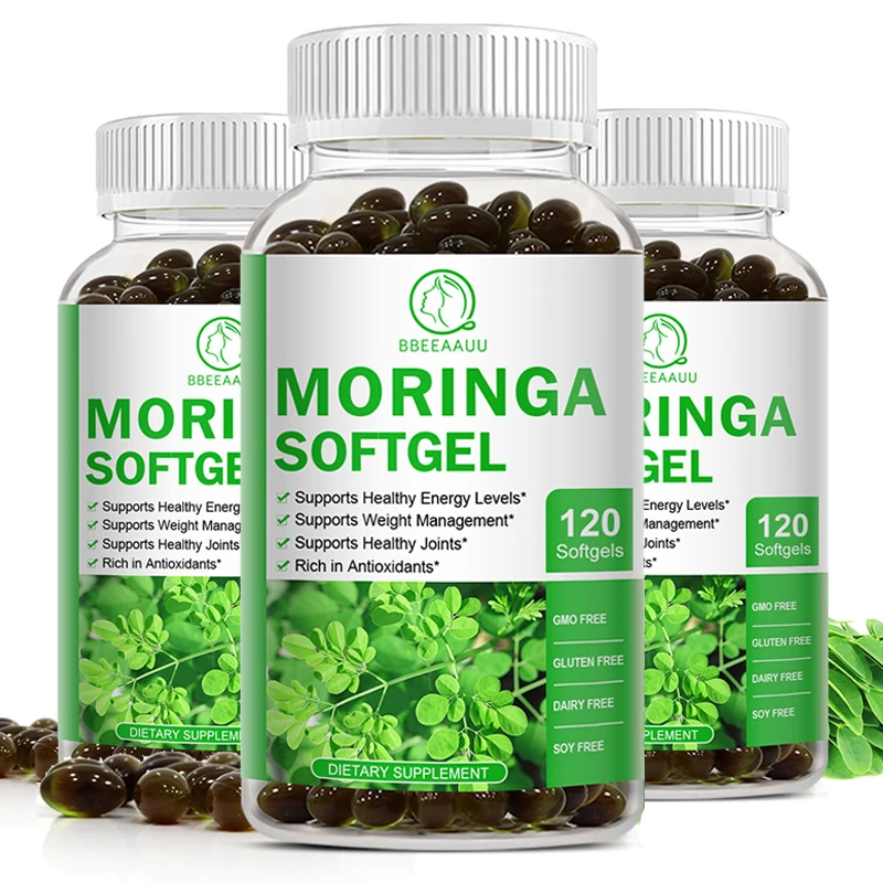 BBEEAAUU Natural Moringa Oil Capsule Boost Metabolism Support Repairs Damaged Cells Alleviate Inflammation Cardiovascular Health