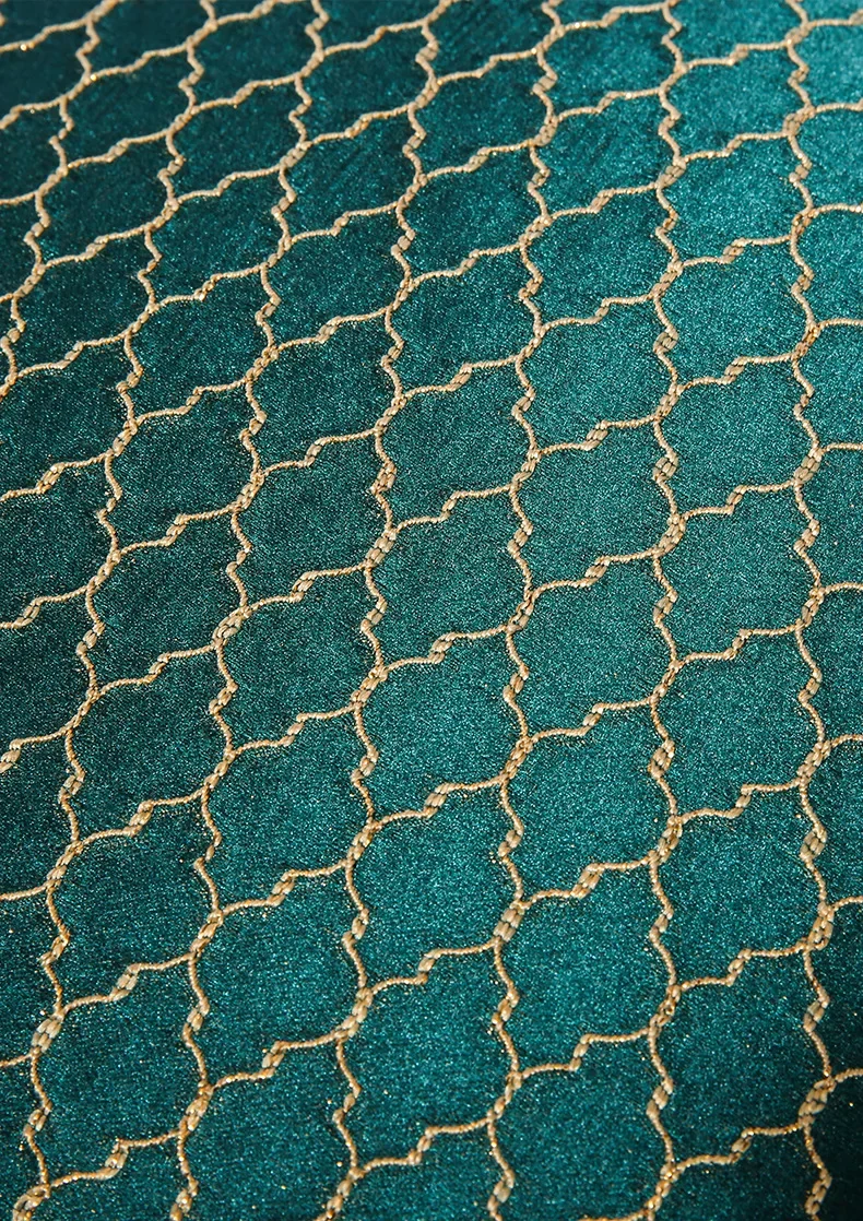 Luxury Golden silk satin Jacquard Pillowcase Deep Green Cushion Cover Geometric Pillow Cover Sofa Bed 30x50 45x45 50x50cm
