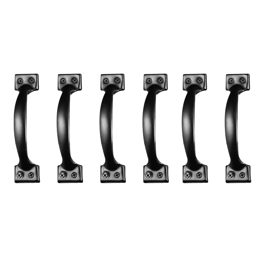 6 Pcs Door Handle Bow Shape Handles Cupboard Pulls Gate Drawer Cabinet Iron Wardrobe Black