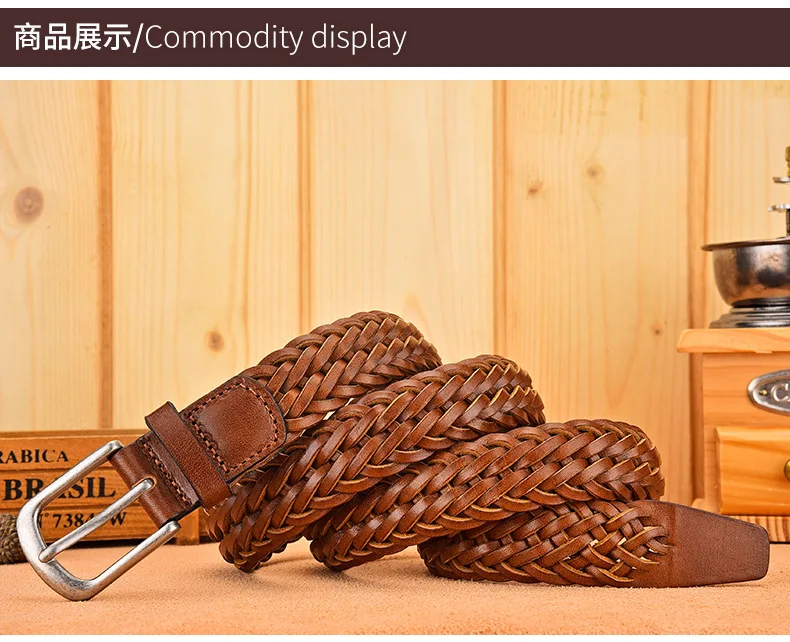 Männer echte Rindsleder Gürtel gewebte lässige Schnalle Schicht hohle hand gewebte Mode Paar personal isierte Student Luxus Jeans neues Design – Detail 11