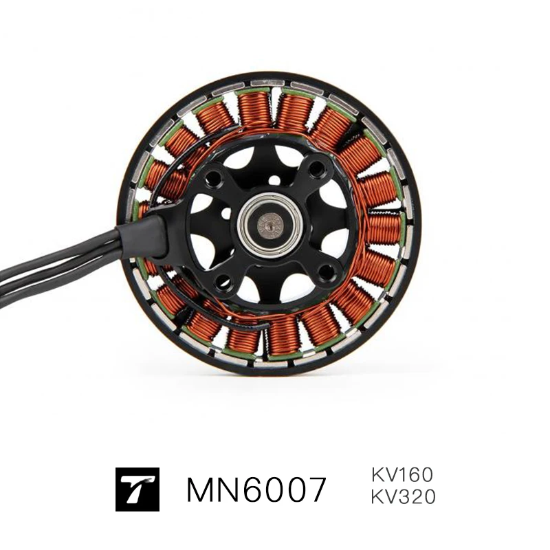 MN6007 KV160 KV320 T-MOTOR brushless motor max thrust 6.4kg long flight time efficient drone match 21-22 '' prop