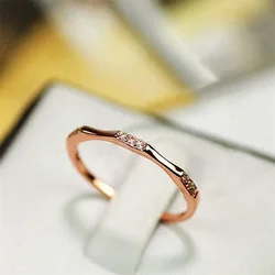 Minimalist Wedding Rings for Women Thin Band Dazzling Cubic Zirconia Simple Stylish Female  Party Statement Jewelry