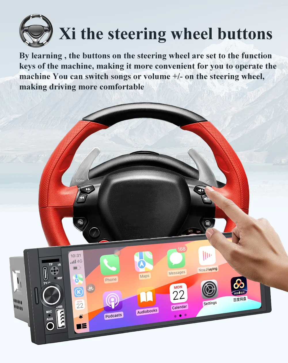 

1DIN NO DVD Автомобильный радиоприемник CarPlay Android Auto MP5-плеер с Bluetooth FM-приемником Автомобильный видеомультимедийный плеер