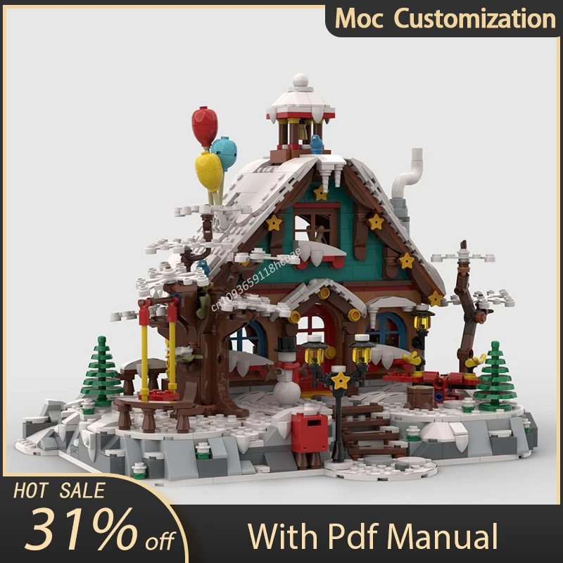 1485pcs MOC Winter Village Winter Kindergarten Modular Architecture Castle Building Blocks Assembly Creative Bricks Toy Kid Gift