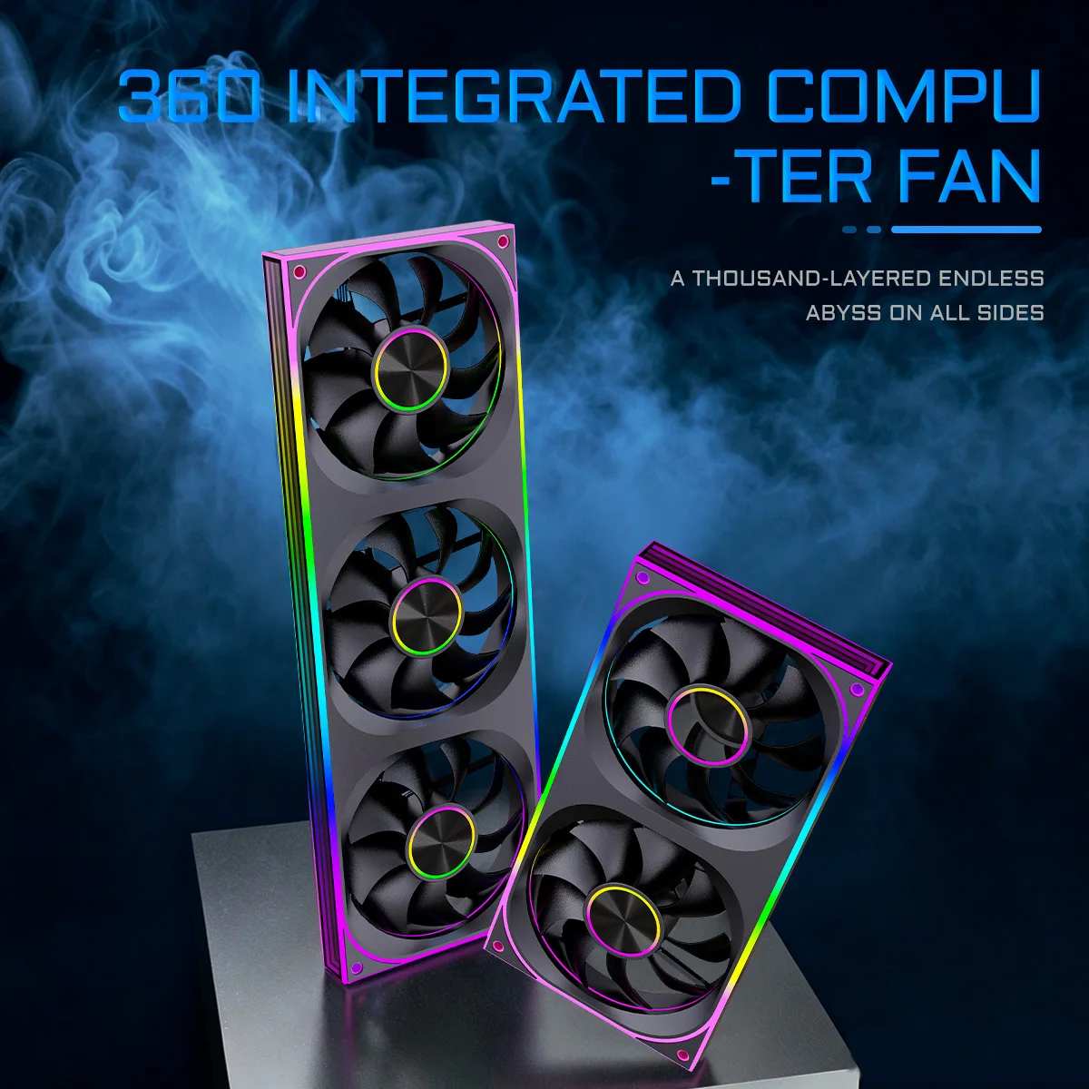 360/240 Size Integrated ARGB PC Case Fan, All-Sided Infinite Abyss Gradient Lighting Quiet Cooling Fan For Computer Radiator Cha