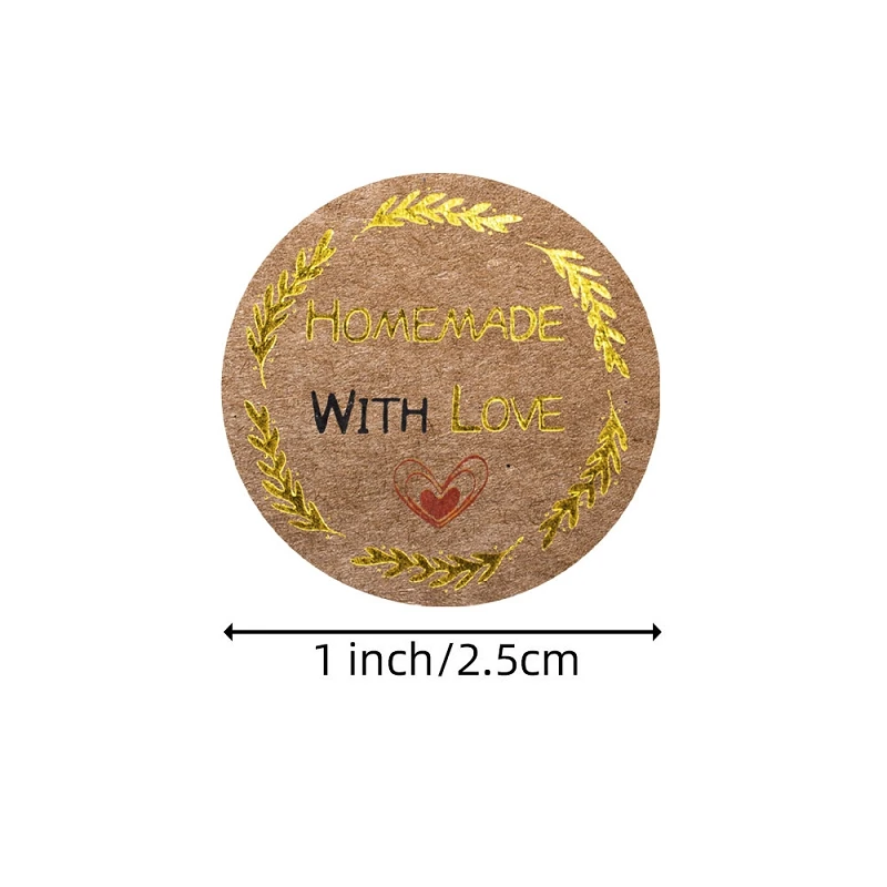 Multiple New Kraft Gold Foil Homemade with Love Stickers Seal Labels 500pcs Scrapbooking for Handmade Custom Baked Gift Decor