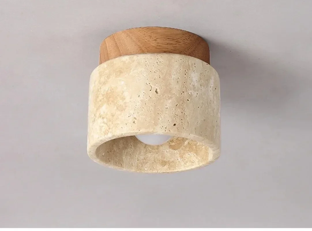 Japanese Wabi Sabi Style Yellow Cave Stone Ceiling Light Designer Retro Creative Entrance Hallway Foyer Balcony LED