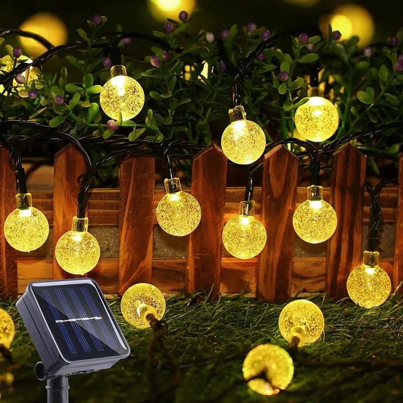 Luzes solares da corda ao ar livre 20/30/50/100 led luzes globo de cristal à prova dwaterproof água pátio luz para a decoração da festa de natal do jardim