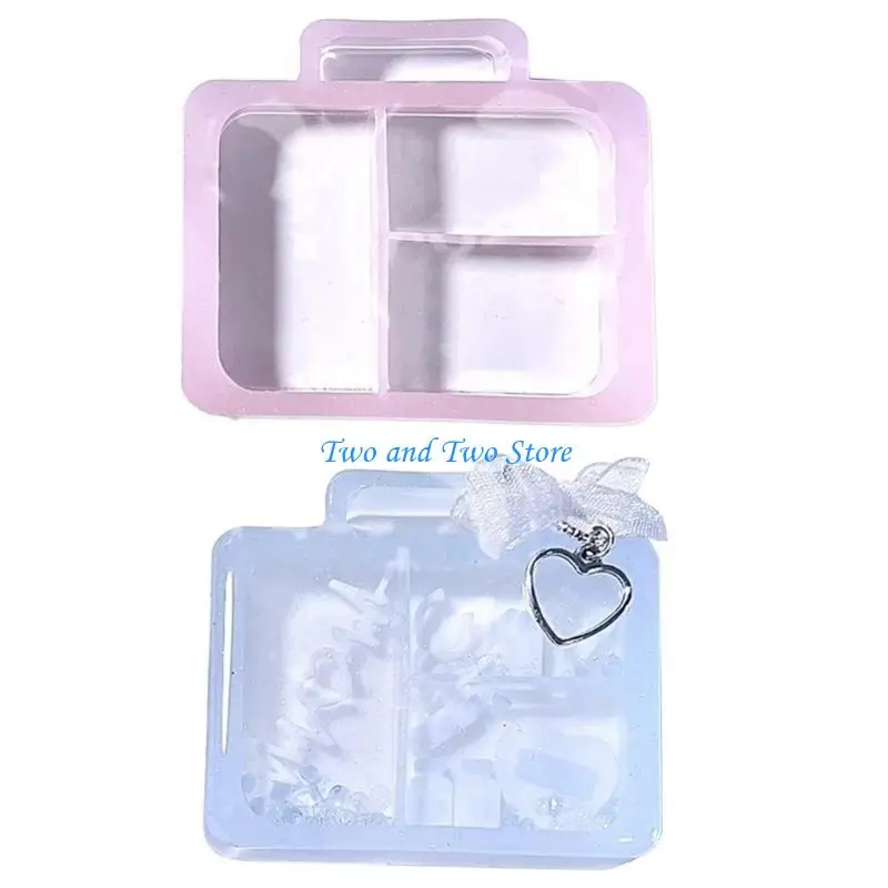 HX6F قوالب ديكور سيليكون لامعة صندوق تخزين صغير حلية سلسلة المفاتيح قالب قلادة ذاتية الصنع #3