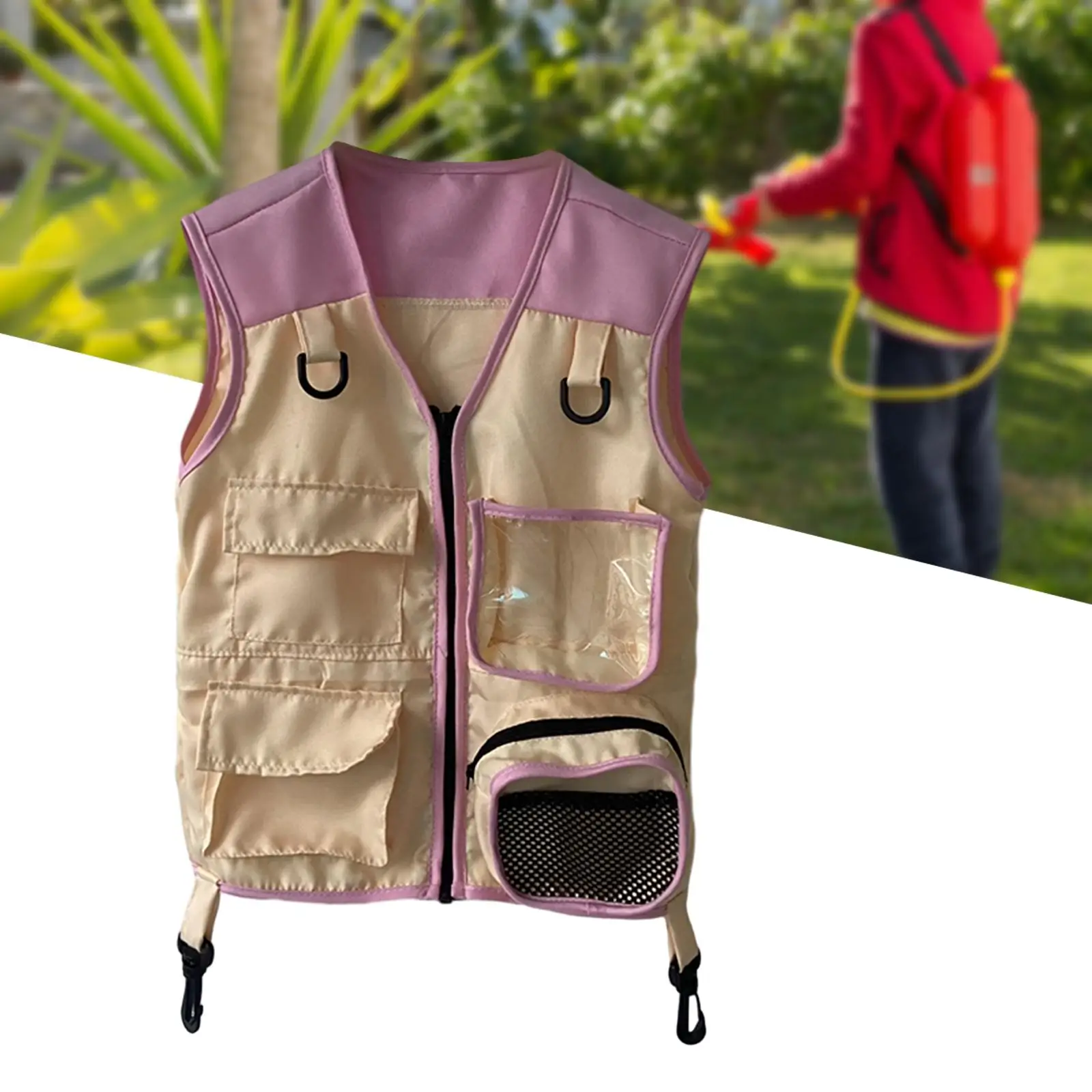 Kids Outdoor Cargo Vest with Pockets for Explorer Adventure Camping Hiking Fishing Science Costume for Girls Boys
