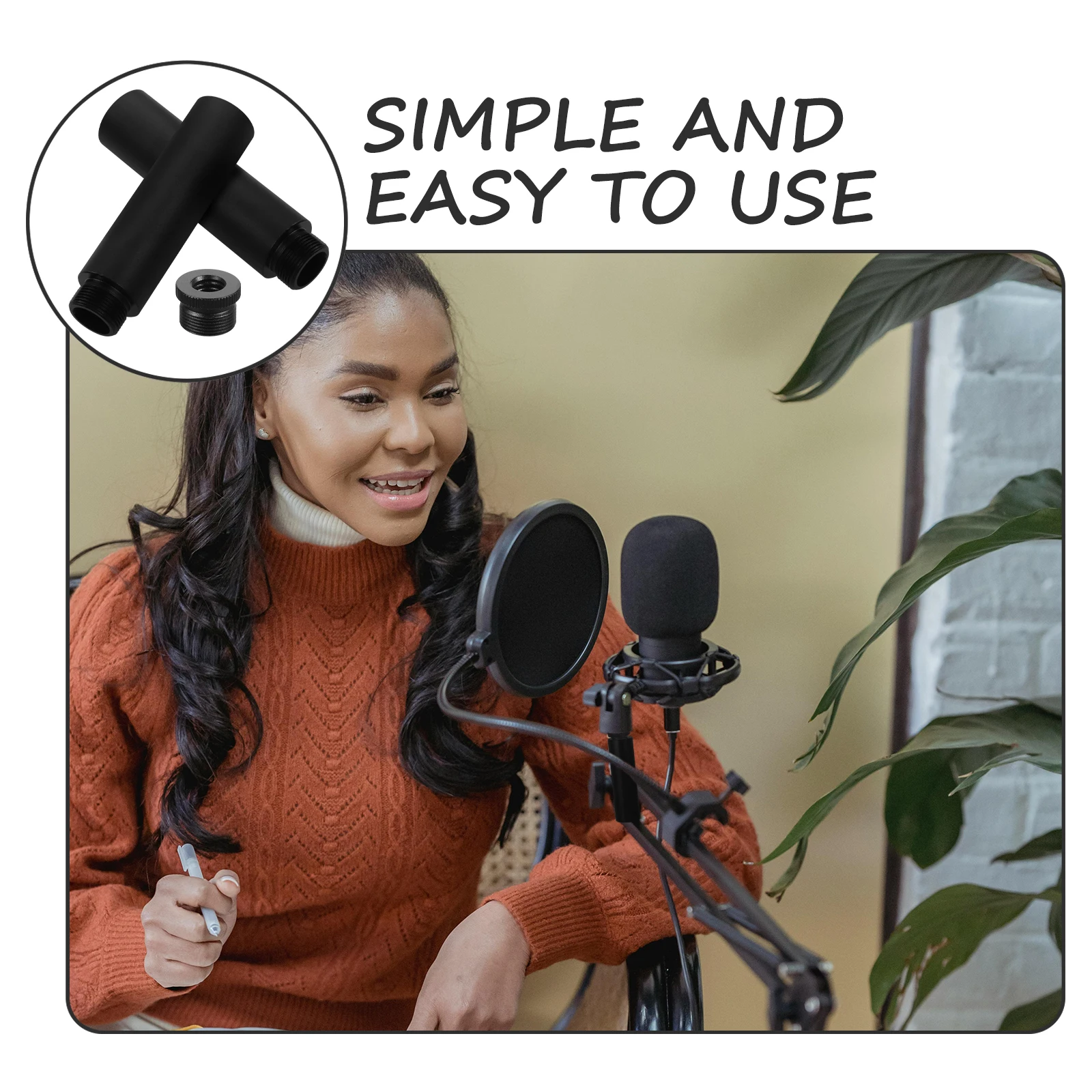 

1 set Mic Extension Kit Aluminium Alloy Microphone Stand Extender Tube Adapter For Live Streaming Microphone Extension Rods