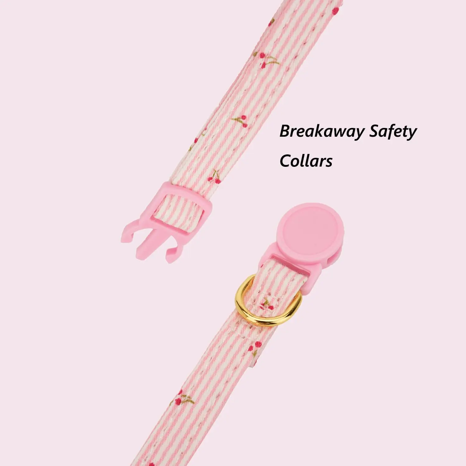 Cotton Bowtie Cat Collar with Bell 2 Pack Adjustable Breakaway Kitten Collars with Removeable Bow Pink Girl Cat Collars - view 4