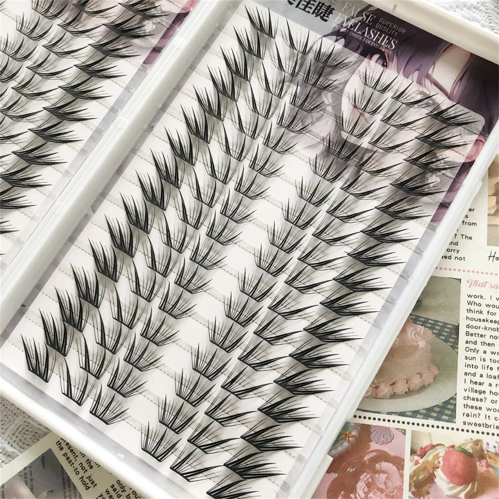 Pestañas postizas esponjosas, fibra suave y ligera, pestañas individuales estilo zorro volador Natural, extensión de pestañas en racimo, gran capacidad