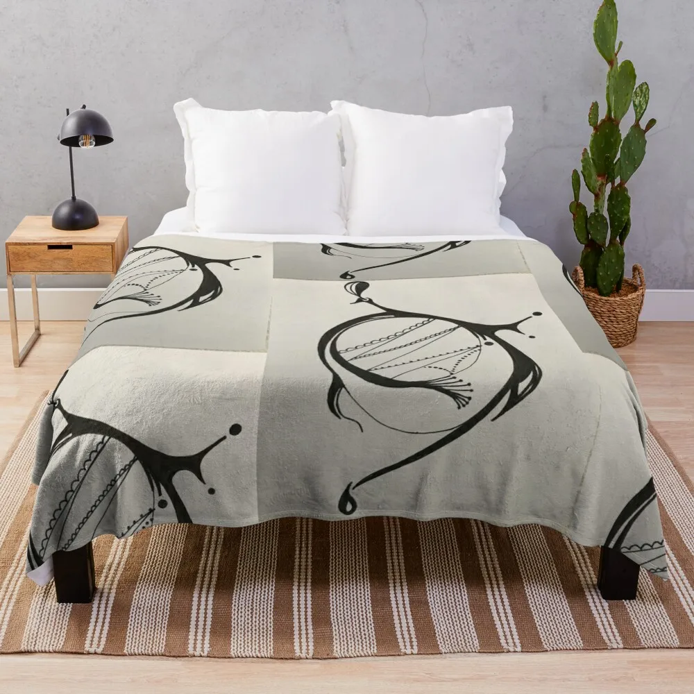 Just black lines and curves 1 Throw Blanket Loose Bed Fashionable Hair Blankets