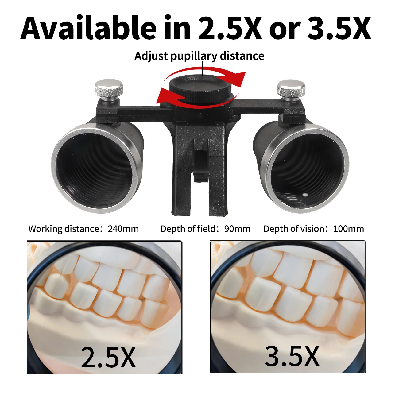 5W Double Head Light Dental LED Adjustable Brightness 2.5X/3.5X Dental Surgery Binocular Magnifier Oral Surgical Light 4 Colors - Image 5