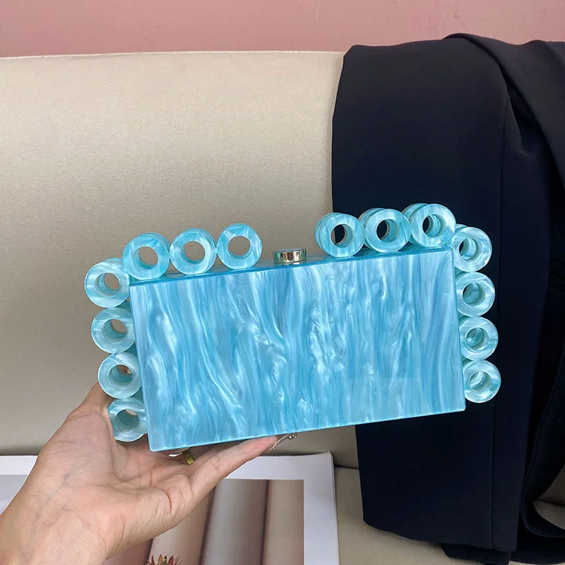 

Роскошный блестящий ажурный акриловый клатч с текстурой, длинная цепочка на плечо, вечерняя сумка, кошелек для свадебного ужина, вечеринки