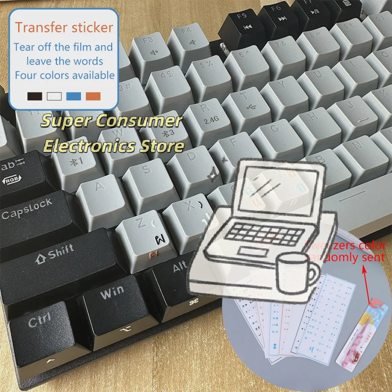 Thai&Japanese Bilingual Keyboard Stickers–Transparent Side-Engraved,Universal Fit for Desktop&Laptop Keys,Durable&Non-Reflective