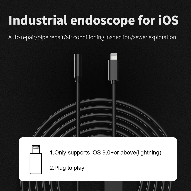 Dearsee SM8 HD 1440P กล้องตรวจสอบ Borescope 8mm 5m กล้องงู Auto Repair อุตสาหกรรม Endoscope สําหรับ IOS