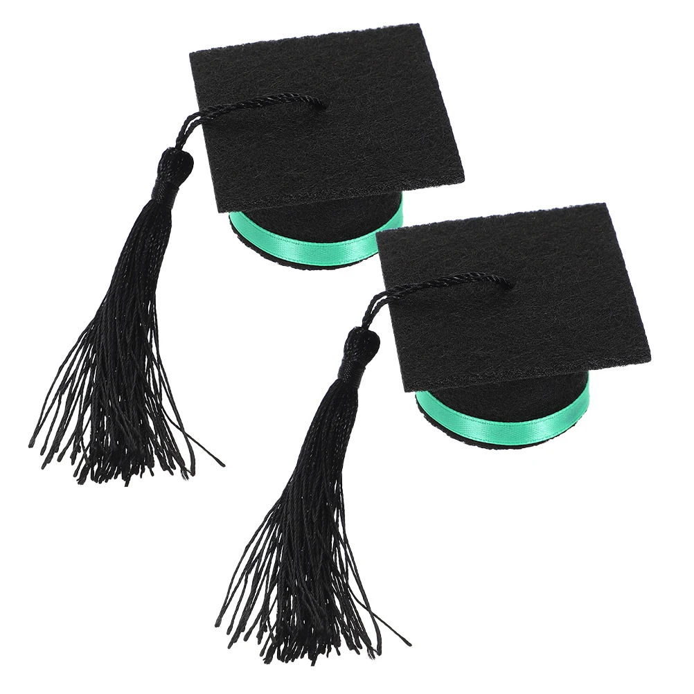 

2pcs Doctor Hat Mini Graduation Cap Green Ribbon Tassel Adjustable Small Pet Hat Photo Prop Hamster Guinea Pig Decorative