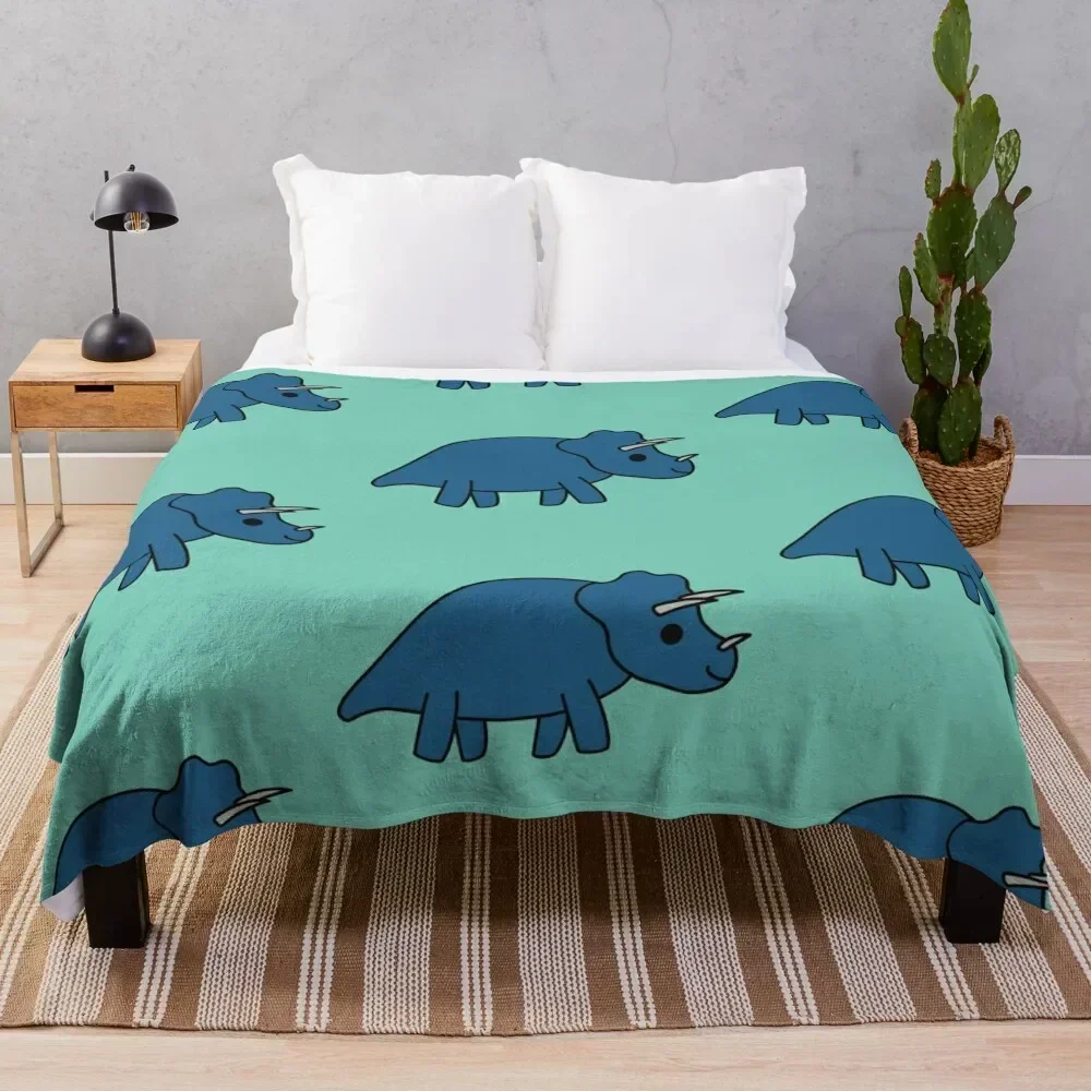 Cute Kawaii Triceratops Dino Throw Blanket Custom Bed Fashionable christmas gifts Blankets