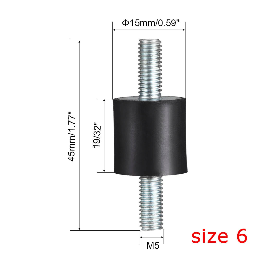 8PCS Rubber Cylindrical Vibration Isolators Mounts Shock Absorber with Studs for Welding Machine Air Compressors