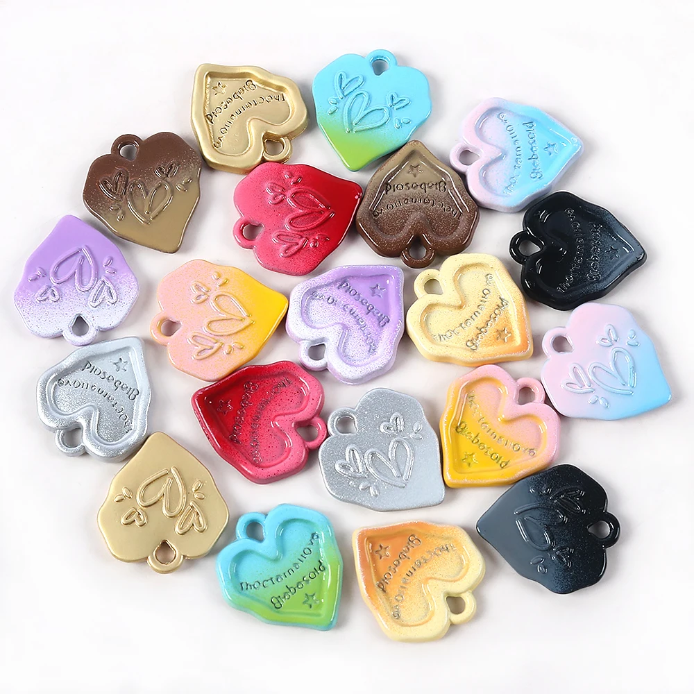 

1Pcs Metal Gradient Color Heart Pendants 3D Charms Dog Tags for Bracelet Earrings Necklace DIY Jewelry Making Accessories