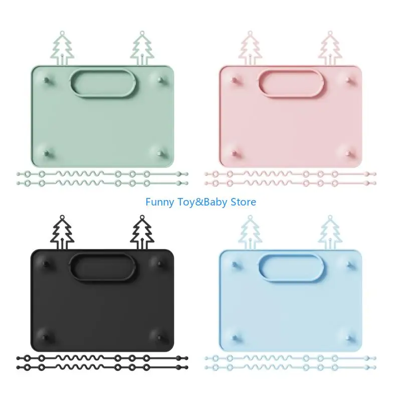 مفرش طاولة من السيليكون غير قابل للانزلاق مع كوب شفط للعب على سطح المكتب ووقت تناول الطعام والاستخدام الخارجي C90B #1