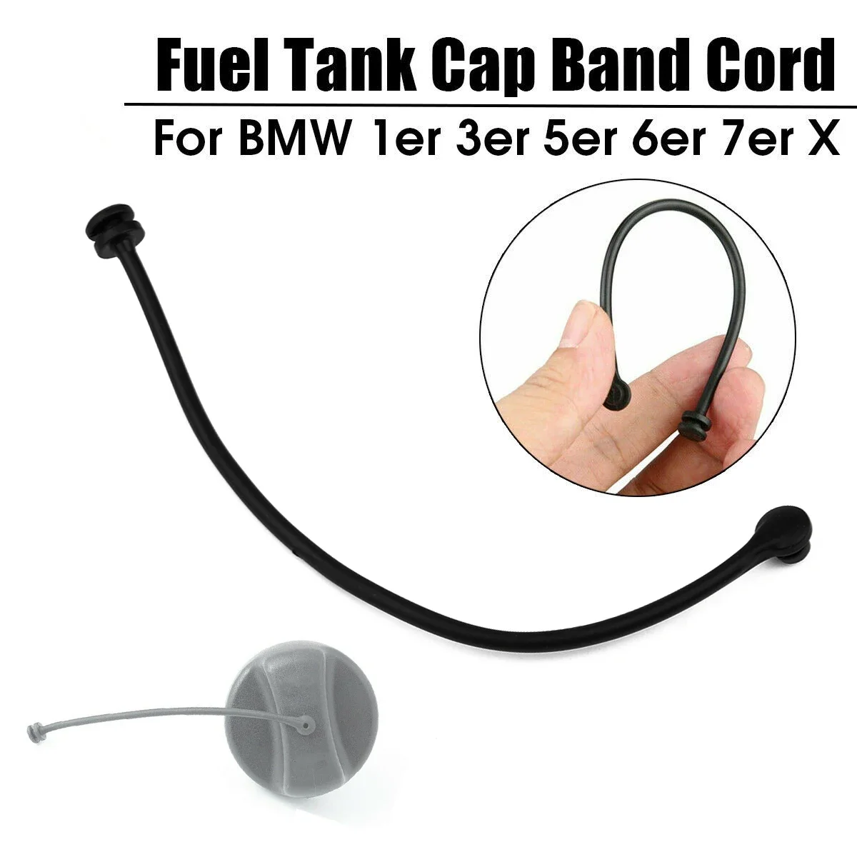 1pc Car Fuel Tank Cap Band Cord For BMW 1 3 5 6 7 Series For X3/X6/Z4 Fuel Tank Cap Strap NBR Black Automobiles Accessories