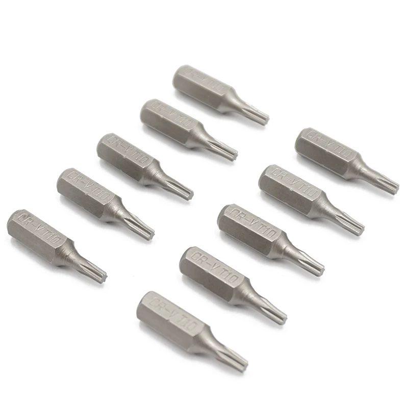 10pcs 25mm 1/4" Torx T10 Screwdriver Bit Set Repair Tools ScrewdriversKit Hex Shank Drill Bit For Power Household Hand Tools