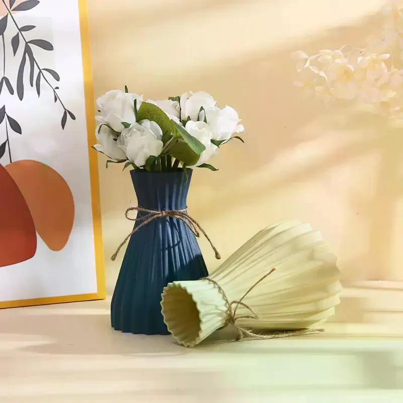 Plastic Origami Vase Foldable Pleated European Style Creative Flower Container for Indoor Wedding Event Tabletop Decor