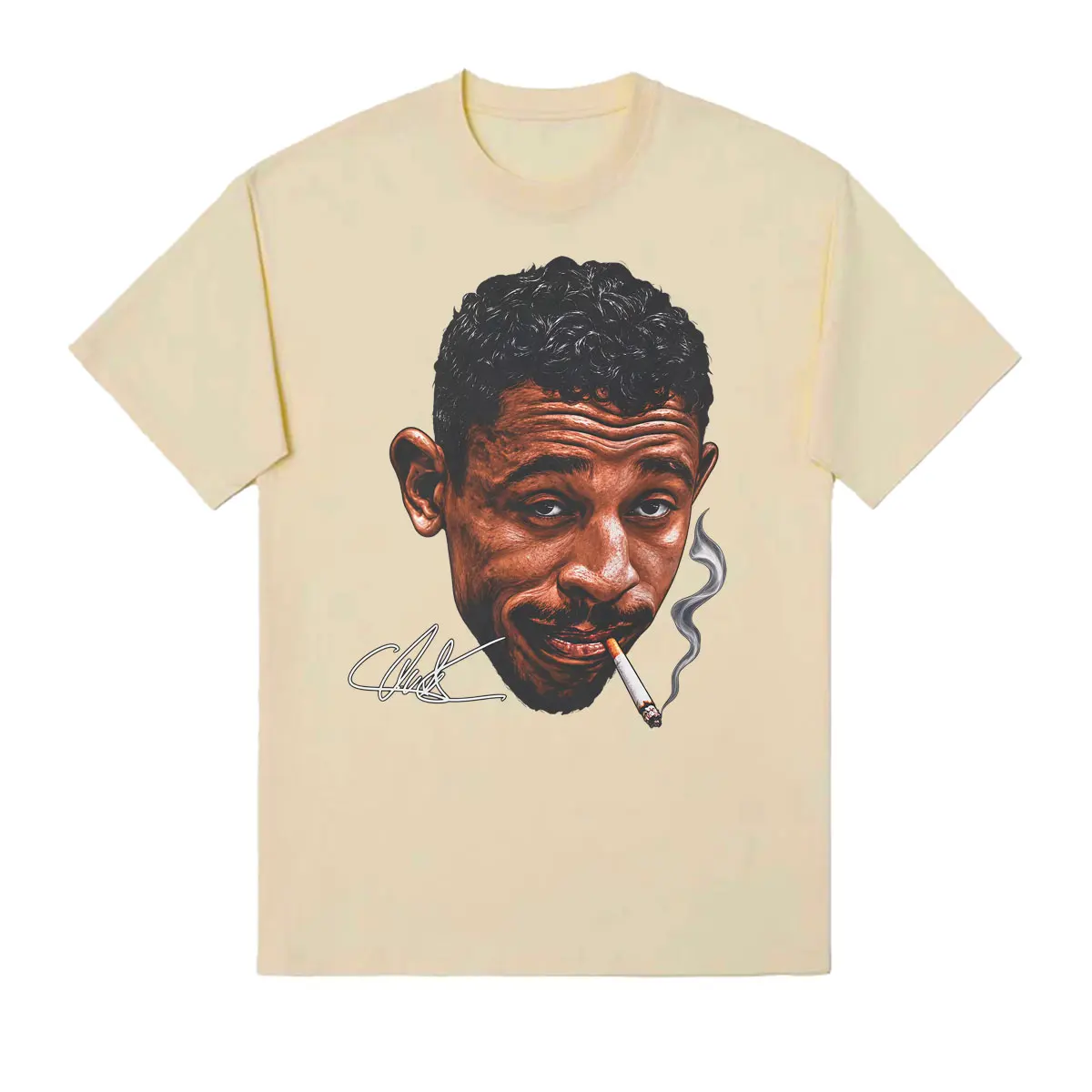 Lustiges Carlos Prates „The Smoker“ Signature T-Shirt, Herrenbekleidung, modisches, klassisches Gothic-T-Shirt, Baumwolle, lässiges Oversize-T-Shirt. – Detail 6
