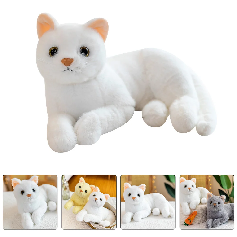 Chats en peluche de dessin animé pour enfants, animaux en peluche, jouets de simulation, chaton, aspect réel