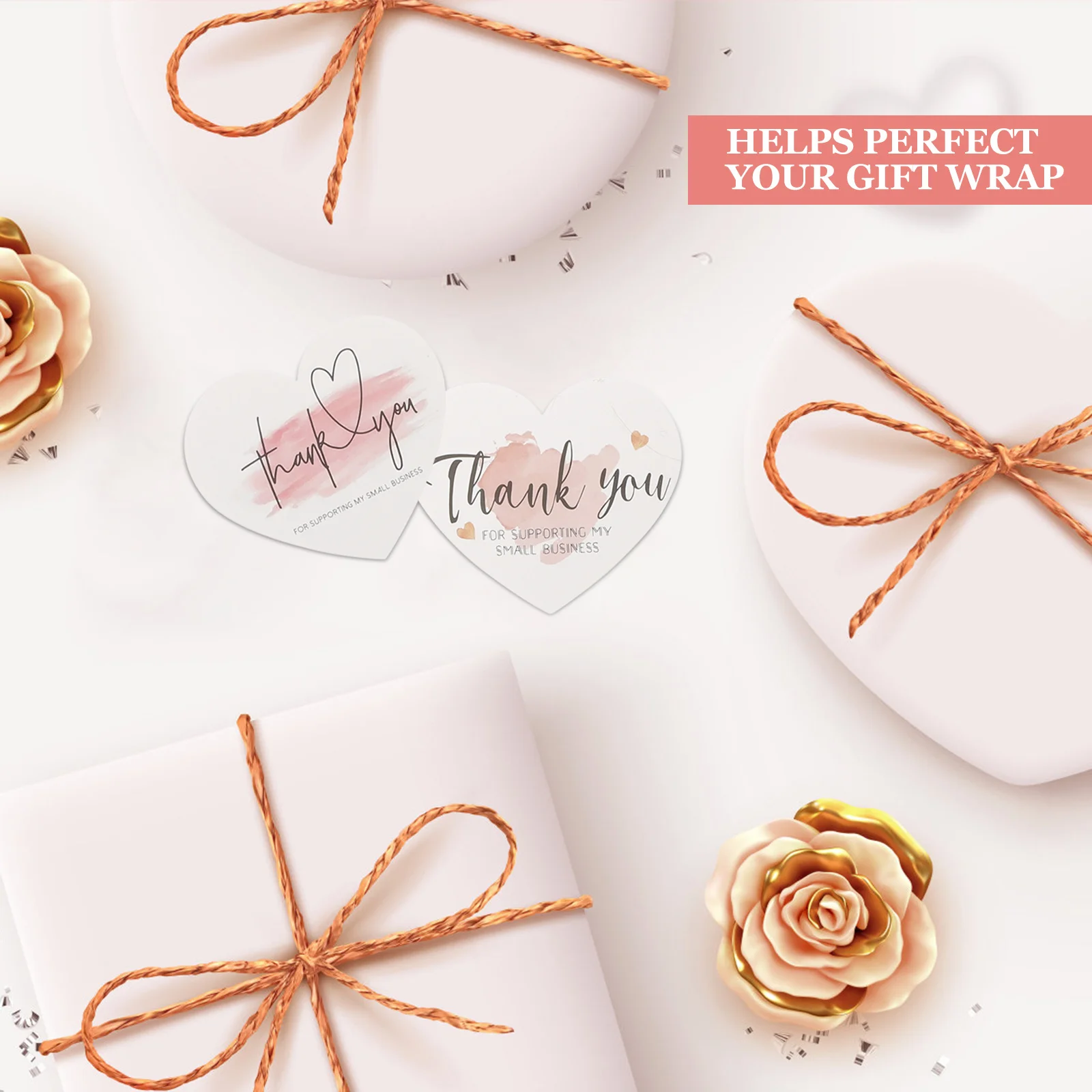 

150 шт. открытки с благодарностью, декоративные наклейки в форме сердца для свадебного душа, подарок для малого бизнеса, наклейки с сердечками с благодарностью