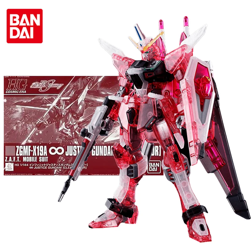 Bandai Genuine Gundam Model Kit Anime Figure HGUC ZGMF-X19A Justice Clear Color Gunpla Anime Action Figure Toys for Children