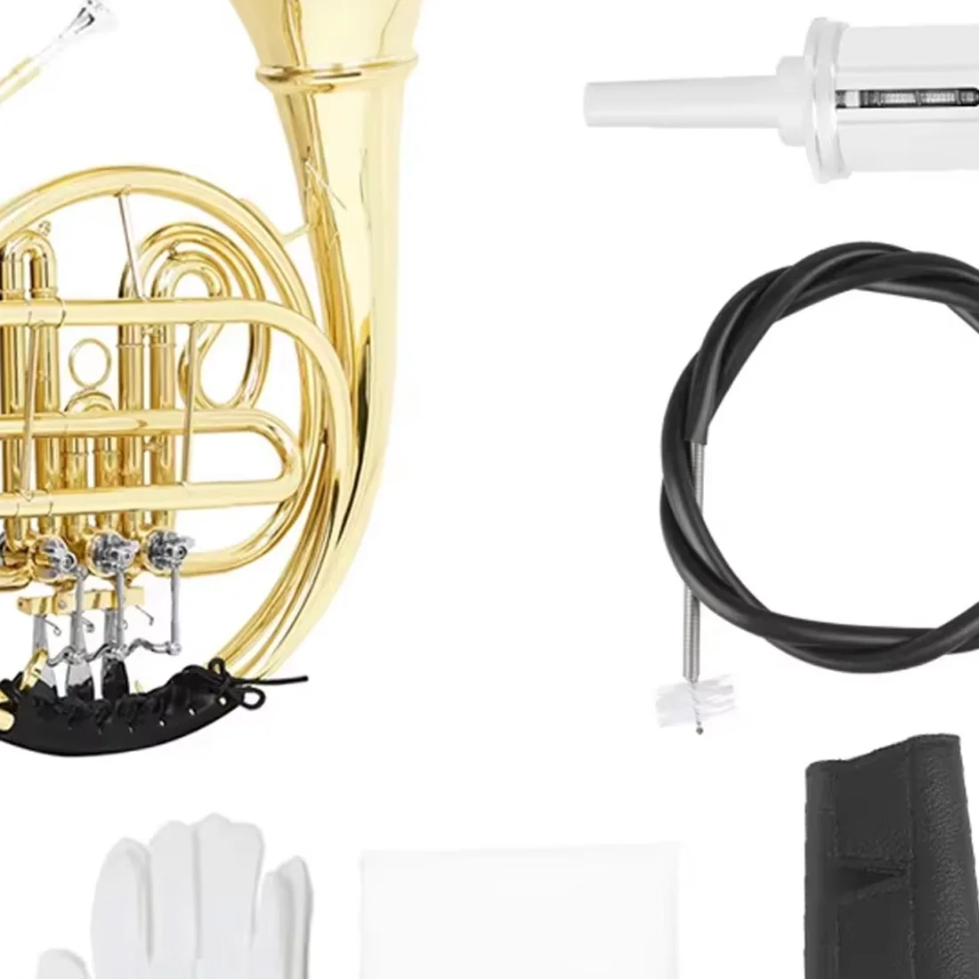 

SLADE 3 Keys French Horn Bb Brass Split Gold Colour with Case Mouthpiece Cleaning Kit for Professional/Practice/Performance